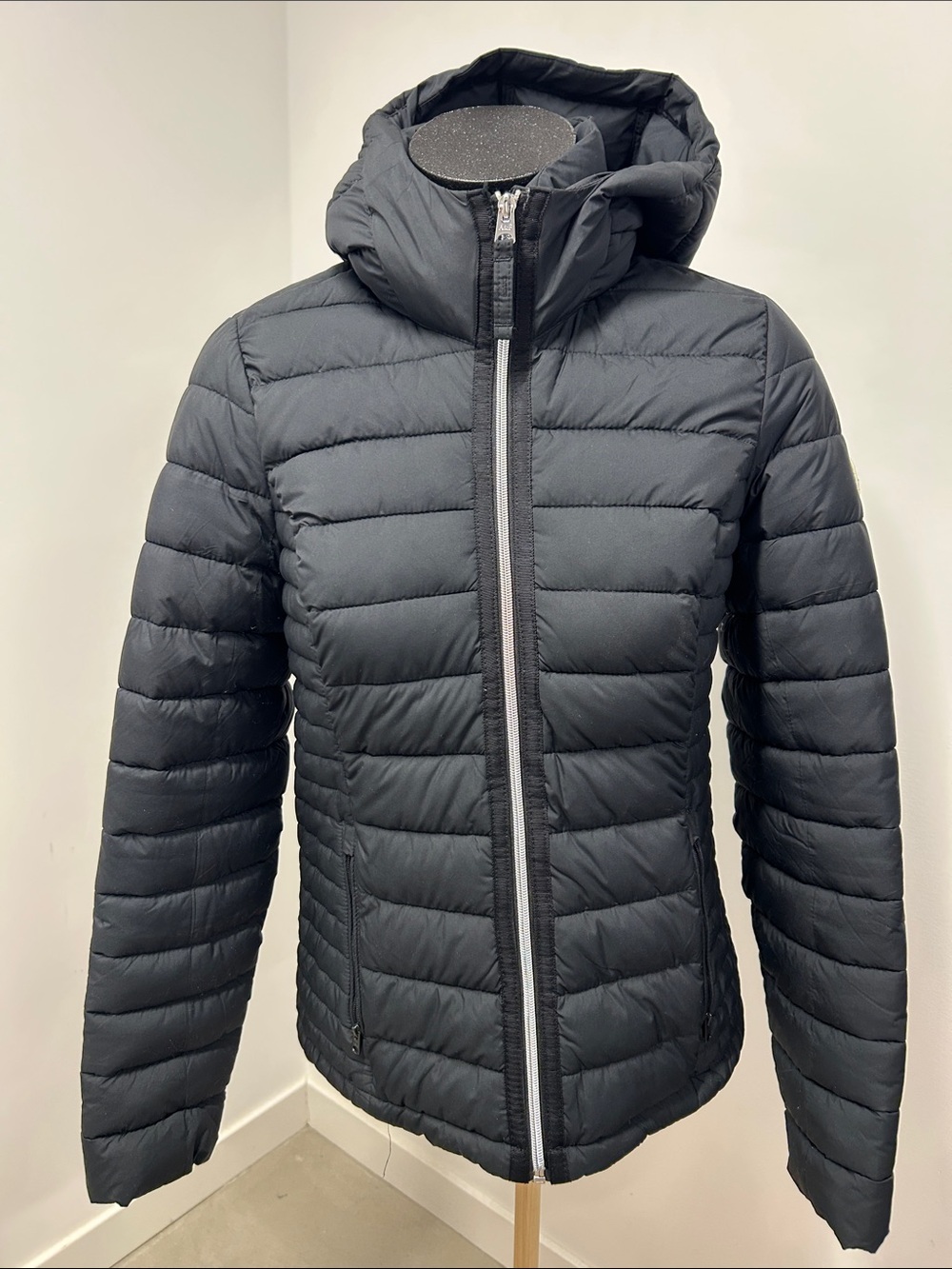 Abercrombie & Fitch Black Lightweight Hooded Puffer Jacket Coat